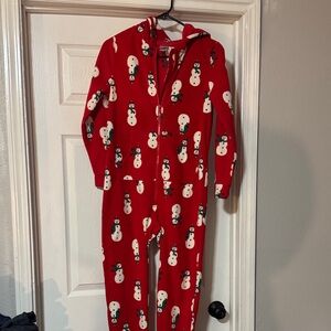 Hanna Andersson Red Snowman Kids Footie